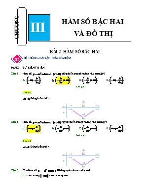 Chuyên đề Toán Lớp 10 - Chuyên đề Hàm số bậc hai (Có lời giải chi tiết)